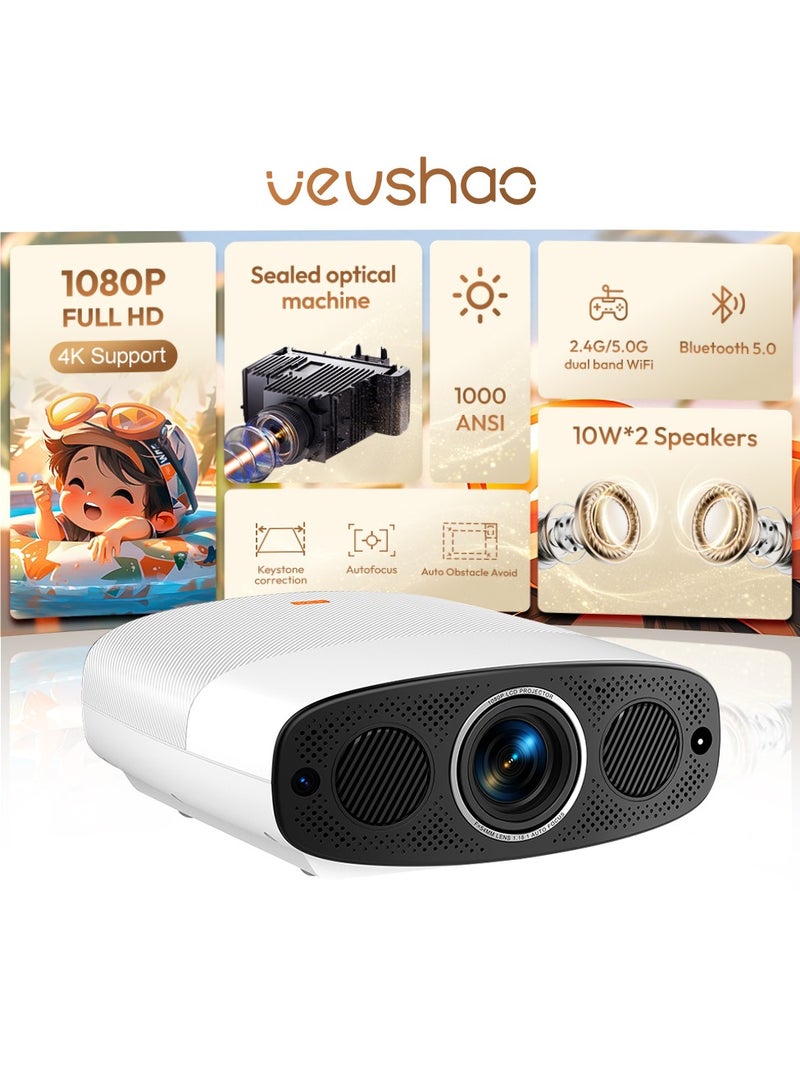 VEVSHAO A22 Full HD 1080P Projector 4K 1000ANSI Android WiFi Auto Focus 10W*2 Home Theater Projector for Office Meeting Video - Image 1