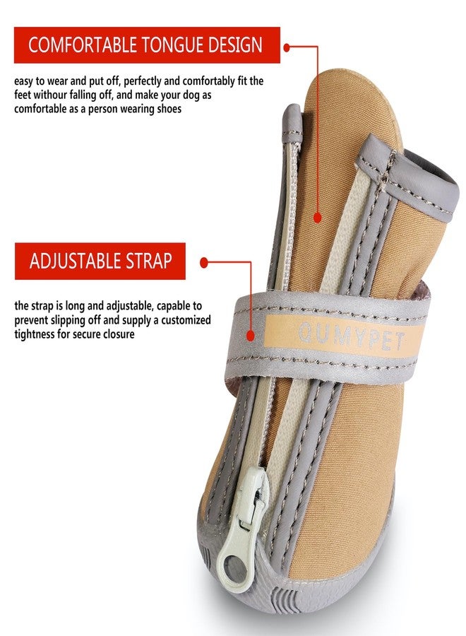 QUMY Dog Shoes for Small Dog, Puppy Dog Boots & Paw Protectors for Winter, Summer Hot Pavement, Waterproof in Rainy Weather, Ourdoor Walking, Indoor Hardfloors Skid-Resistant Soles Khaki Size 2 - Image 3