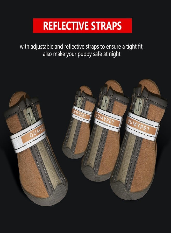 QUMY Dog Shoes for Small Dog, Puppy Dog Boots & Paw Protectors for Winter, Summer Hot Pavement, Waterproof in Rainy Weather, Ourdoor Walking, Indoor Hardfloors Skid-Resistant Soles Khaki Size 2 - Image 5