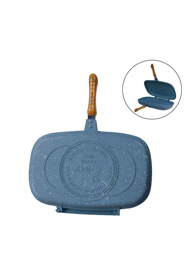 Glory Double Grill Granite Non Stick Premium Size 40 cm Blue - Image 2