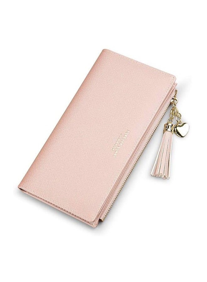 Womens Wallet Cute Elegant Long Slim Card Holder Case Minimalist Coin Purse Thin Tassels Zip Clutch Wallets for Girls Ladies  - Image 1