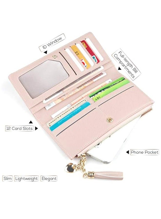 Womens Wallet Cute Elegant Long Slim Card Holder Case Minimalist Coin Purse Thin Tassels Zip Clutch Wallets for Girls Ladies  - Image 2