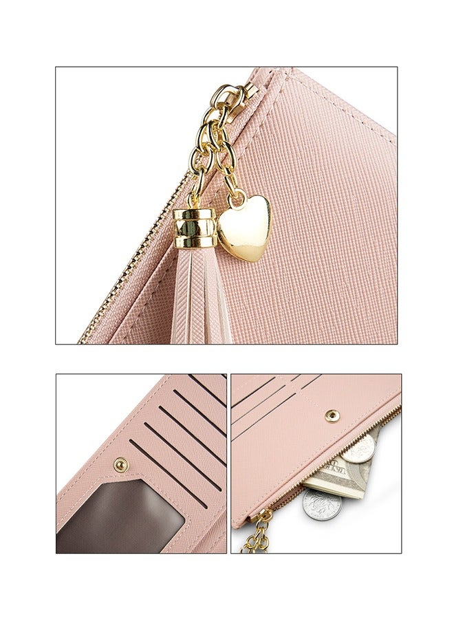 Womens Wallet Cute Elegant Long Slim Card Holder Case Minimalist Coin Purse Thin Tassels Zip Clutch Wallets for Girls Ladies  - Image 3