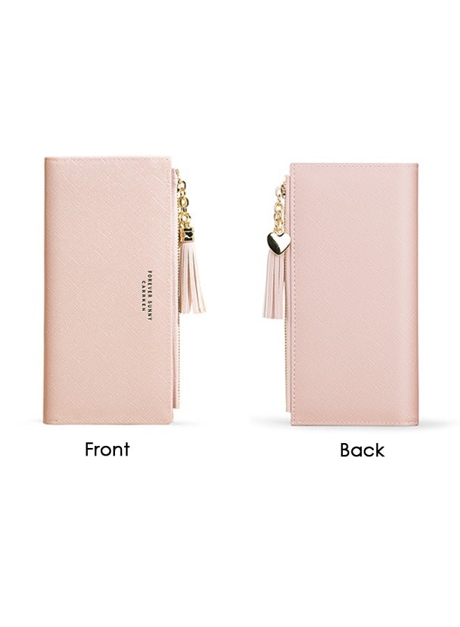 Womens Wallet Cute Elegant Long Slim Card Holder Case Minimalist Coin Purse Thin Tassels Zip Clutch Wallets for Girls Ladies  - Image 4