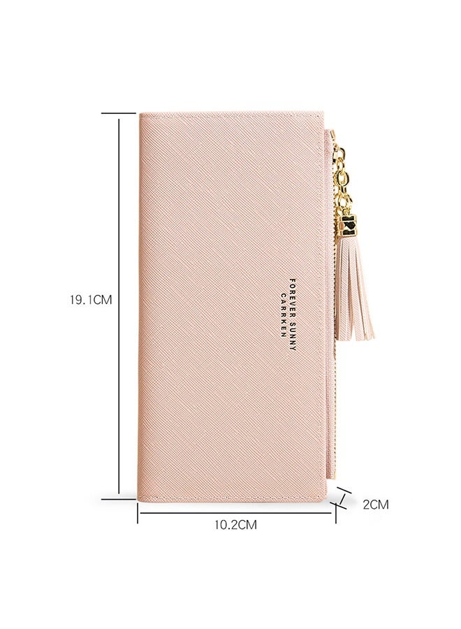 Womens Wallet Cute Elegant Long Slim Card Holder Case Minimalist Coin Purse Thin Tassels Zip Clutch Wallets for Girls Ladies  - Image 5