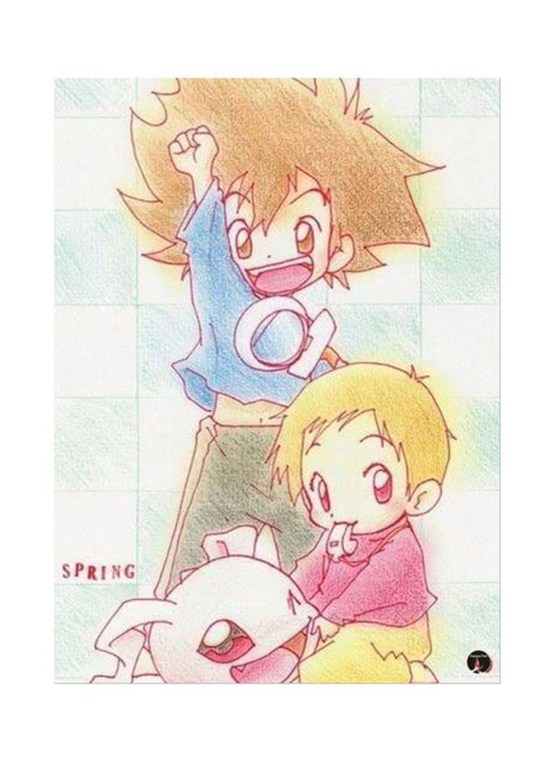 RKN Metal Plate Of The Anime Digimon Poster Multicolour