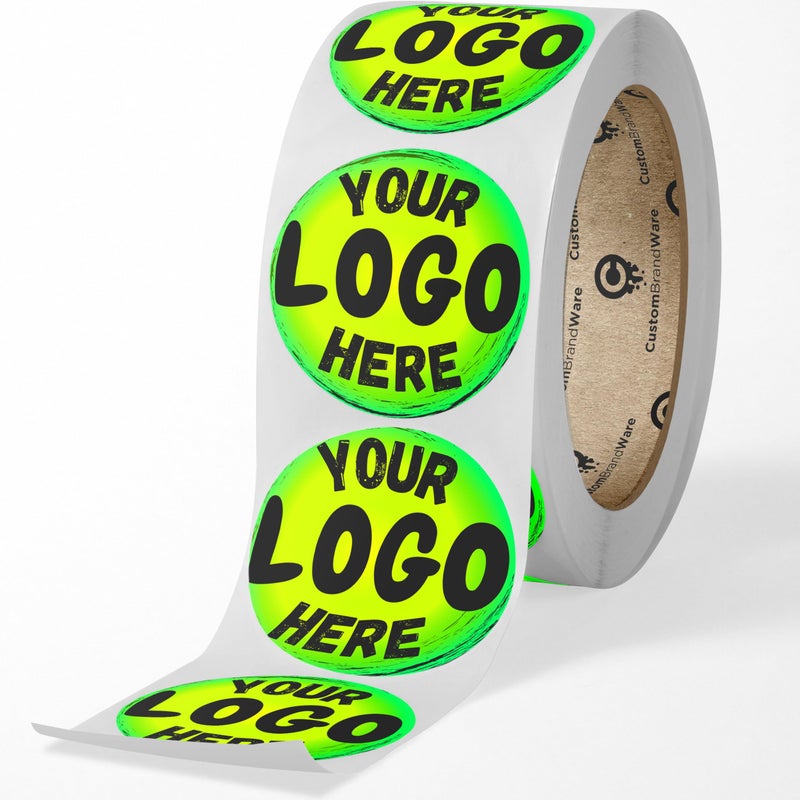 CustomBrandWare صمم ملصقاتك الخاصة - أي تصميم + شعار - خصص ملصقات عملك - أكثر من 50 لفة - أشكال وأحجام وخلفيات متعددة، ملصقات نصية - ملصقات لامعة/غير لامعة (دائرة 2.5 بوصة) - Image 1