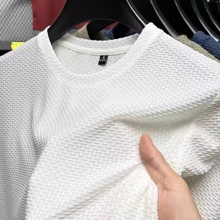 Bamboo Mesh Ice Silk T-Shirt Men'S Sweat-Absorbent Thin Half-Sleeve - Image 1