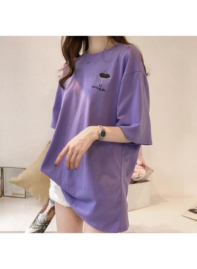 Maternity Clothes Nursing T-shirt Summer Short Sleeve Mid-length Korean Style Nursing Clothes Nursing Clothes Bottoming Shirt Maternity T-shirt Top