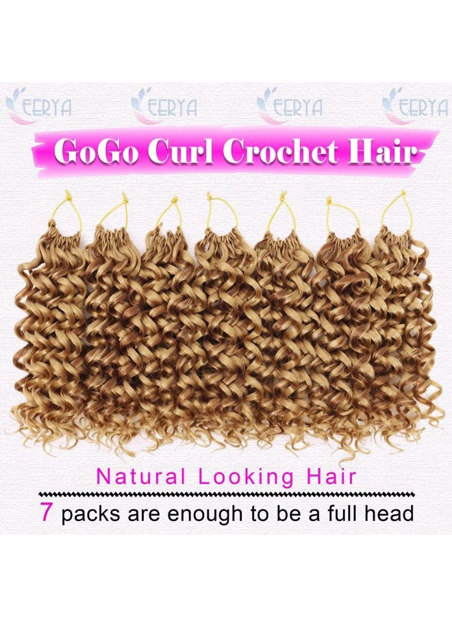 Eerya 7 Packs GoGo Curl Crochet Hair 10 Inch Short Curly Crochet Hair for Women Water Wave Beach Curl Deep Twist Crochet Braids Synthetic Braiding Hair Extensions (10 Inch, P27/30) - Image 2