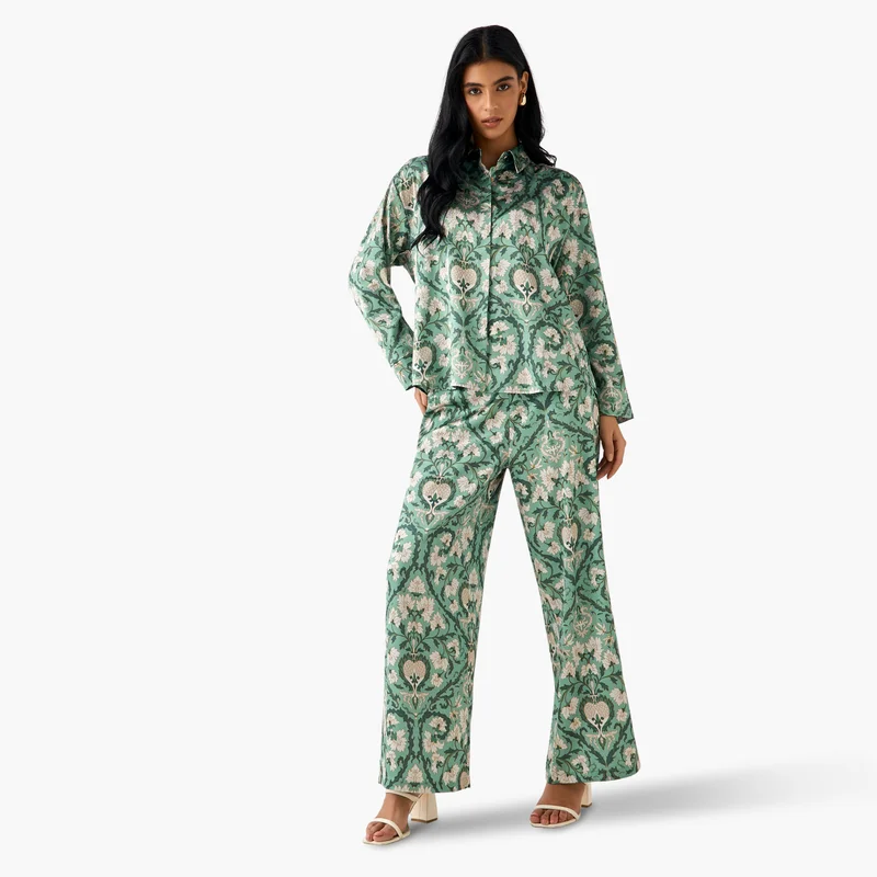 Coord Set with Shirt & Wide Leg Pants