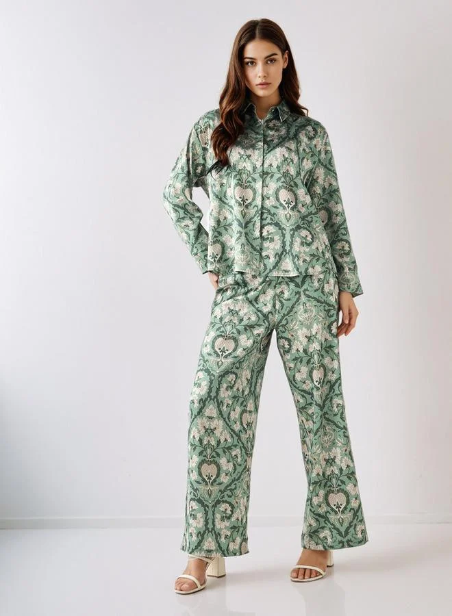 سبلاش فيڤ طقم بلوزة وبنطلون واسع الساقين