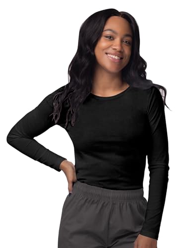 Sivvan Scrubs for Women - Long Sleeve Comfort Underscrub Tee 3-Pack - S85003 - Black/Dark Marl Grey/White - XL - Image 2