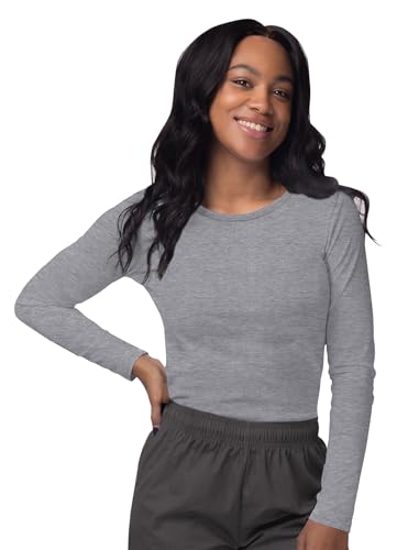Sivvan Scrubs for Women - Long Sleeve Comfort Underscrub Tee 3-Pack - S85003 - Black/Dark Marl Grey/White - XL - Image 3