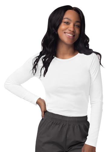 Sivvan Scrubs for Women - Long Sleeve Comfort Underscrub Tee 3-Pack - S85003 - Black/Dark Marl Grey/White - XL - Image 4
