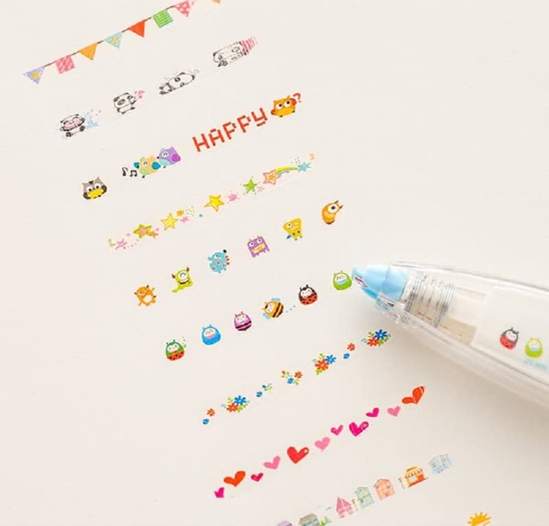 MeeTo Sticker Stamp Pen, Decorative DIY Stationery Supply Correction Tape, Creative Cartoon Pattern for Scrapbooking Greeting Card Cute Sign, Home, Office, School, Random Design Color, (Pack of 1) - Image 5