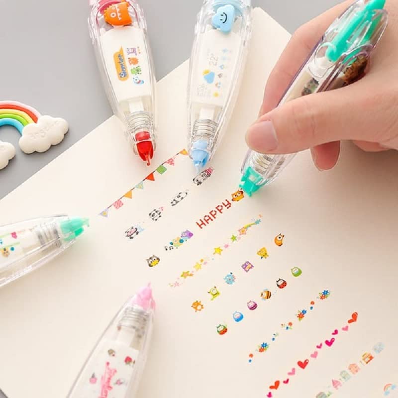 MeeTo Sticker Stamp Pen, Decorative DIY Stationery Supply Correction Tape, Creative Cartoon Pattern for Scrapbooking Greeting Card Cute Sign, Home, Office, School, Random Design Color, (Pack of 1) - Image 4