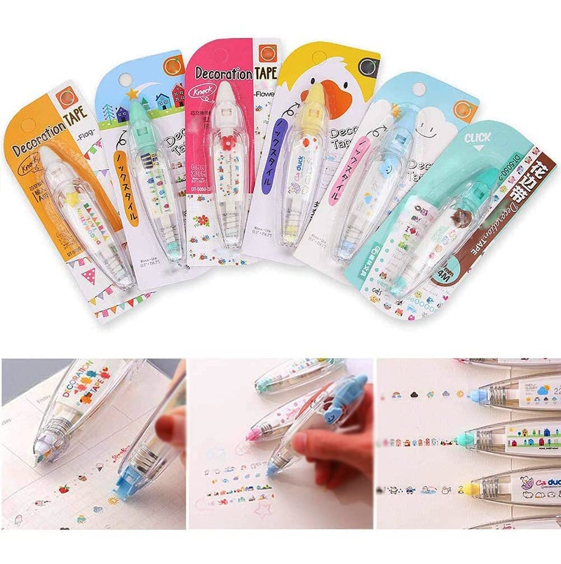 MeeTo Sticker Stamp Pen, Decorative DIY Stationery Supply Correction Tape, Creative Cartoon Pattern for Scrapbooking Greeting Card Cute Sign, Home, Office, School, Random Design Color, (Pack of 1) - Image 3