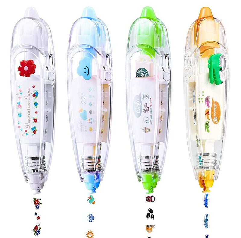 MeeTo Sticker Stamp Pen, Decorative DIY Stationery Supply Correction Tape, Creative Cartoon Pattern for Scrapbooking Greeting Card Cute Sign, Home, Office, School, Random Design Color, (Pack of 1) - Image 1