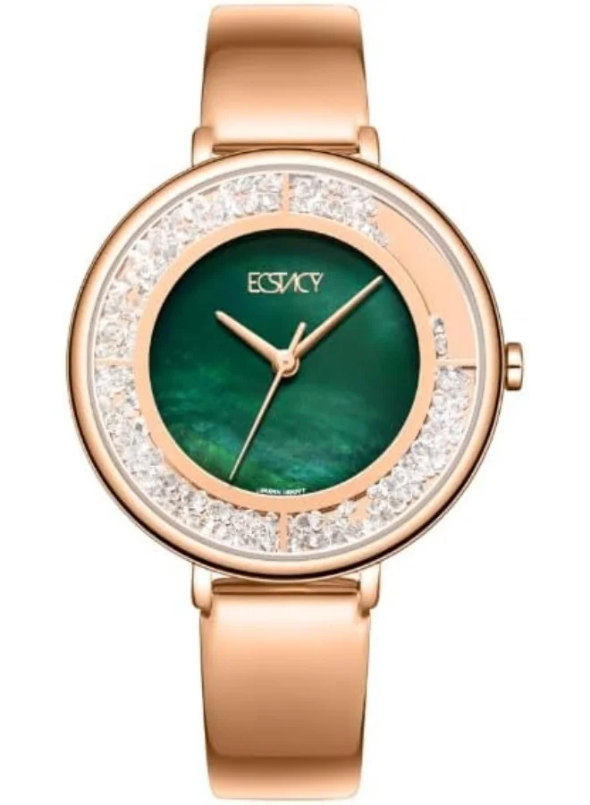 إكستاسي Ecstacy Women's Watch, Analog Display and Stainless Steel Strap - E23501-RBKG, Rose Gold