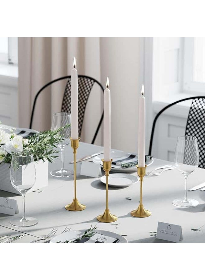 Anmi 3Pcs Gold Candle Holder, Candle Stick Holders, Candlestick Holder Set for Dinning, Party, Vintage Modern Decorative Centerpiece for Table Mantel Wedding Housewarming Gift - Image 2