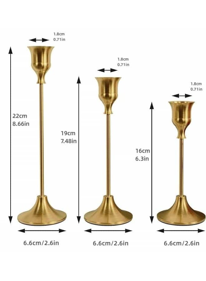 Anmi 3Pcs Gold Candle Holder, Candle Stick Holders, Candlestick Holder Set for Dinning, Party, Vintage Modern Decorative Centerpiece for Table Mantel Wedding Housewarming Gift - Image 5
