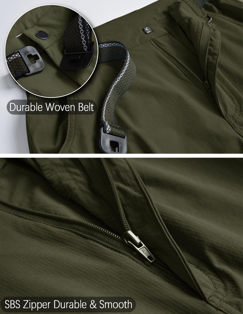 AREOUTS Men's Cargo Work Hiking Pants Lightweight Water Resistant Quick Dry Fishing Travel Camping Outdoor Breathable Multi Pockets Army Green XL - Image 3