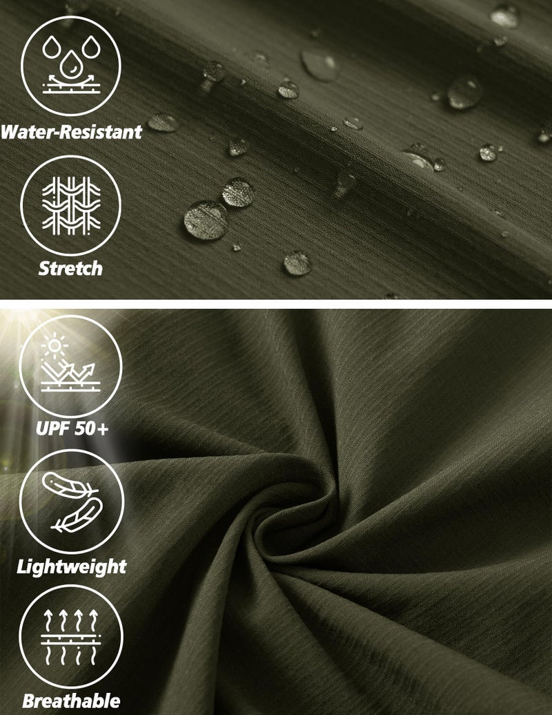 AREOUTS Men's Cargo Work Hiking Pants Lightweight Water Resistant Quick Dry Fishing Travel Camping Outdoor Breathable Multi Pockets Army Green XL - Image 4