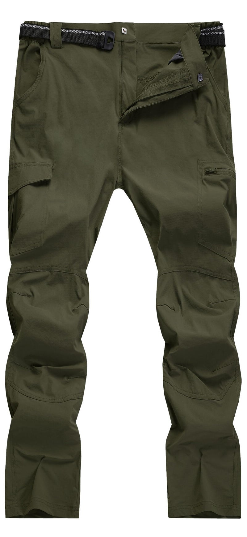 AREOUTS Men's Cargo Work Hiking Pants Lightweight Water Resistant Quick Dry Fishing Travel Camping Outdoor Breathable Multi Pockets Army Green XL - Image 2