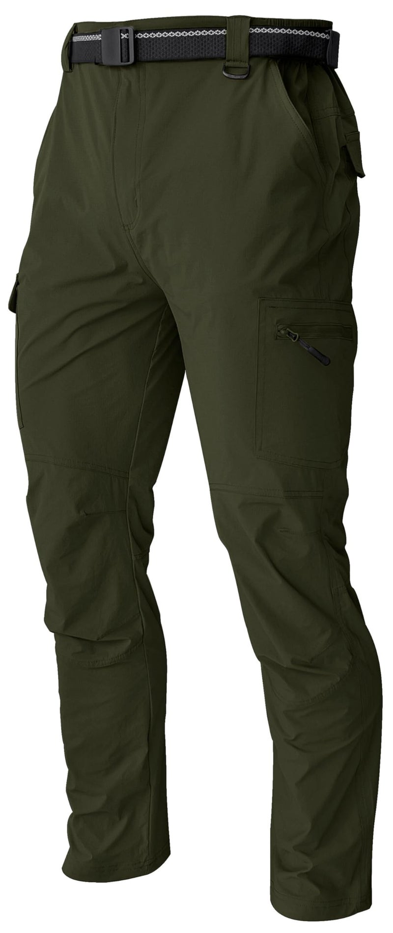AREOUTS Men's Cargo Work Hiking Pants Lightweight Water Resistant Quick Dry Fishing Travel Camping Outdoor Breathable Multi Pockets Army Green XL - Image 1