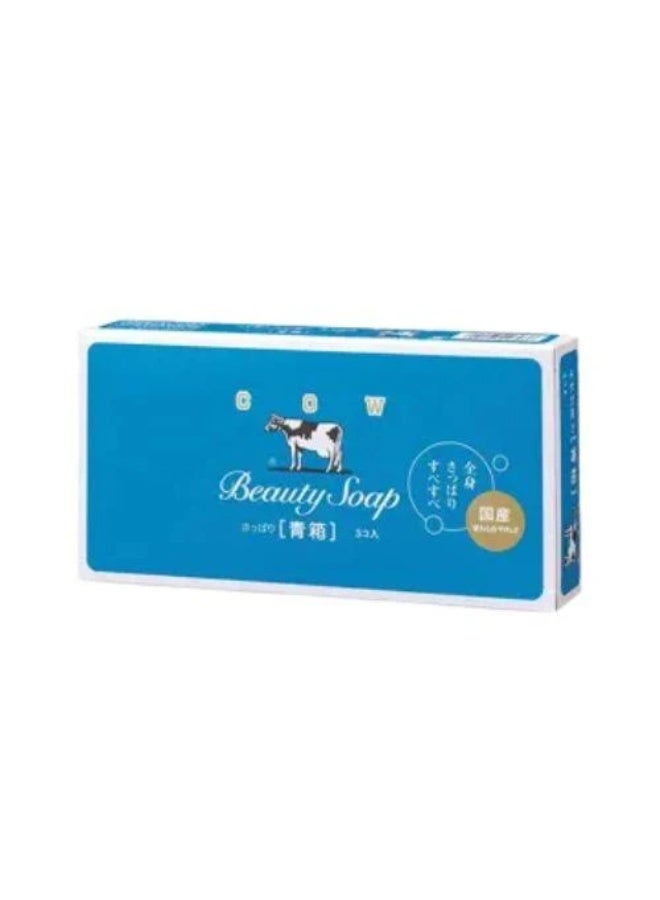 Cow Brand Beauty Soap Blue Box Jasmine Fragrance 85g x 3 | Milk Enriched Moisturizing Face, Body & Hand Soap | Made in Japan - Image 1