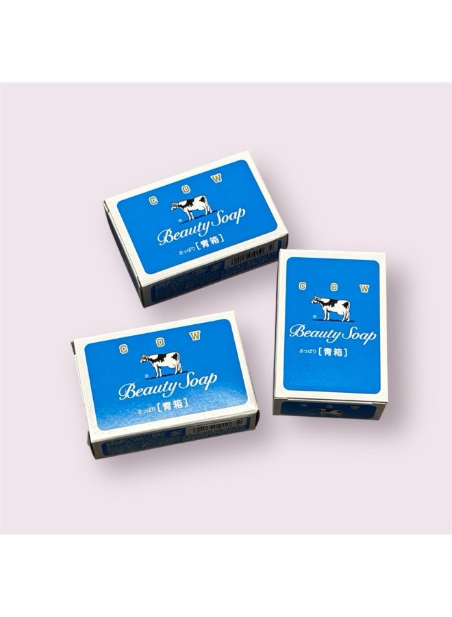 Cow Brand Beauty Soap Blue Box Jasmine Fragrance 85g x 3 | Milk Enriched Moisturizing Face, Body & Hand Soap | Made in Japan - Image 2