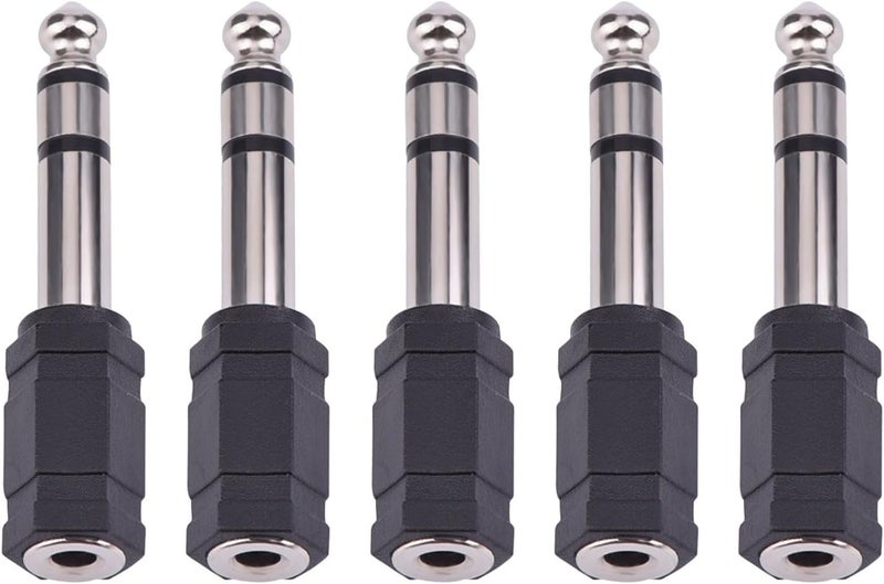 eBoot 635mm to 35mm Adapter 635 mm 14 Inch to 35 mm 18 Inch Adapter Female Stereo Audio Earphone 5 Pieces Black - Image 1