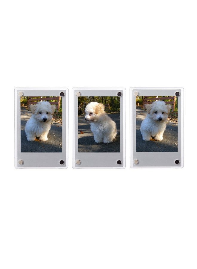 FoRapid 3" Dual Sided Clear Acrylic Refrigerator Magnetic Photo Frame Frameless Display Compatible With Fujifilm Mini 9 8 8+ 2X3 Photo  - Image 1