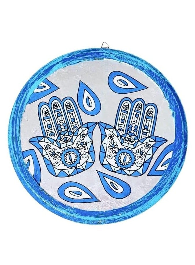 برواز دائرى حائط زجاج وخشب 20*20 سم