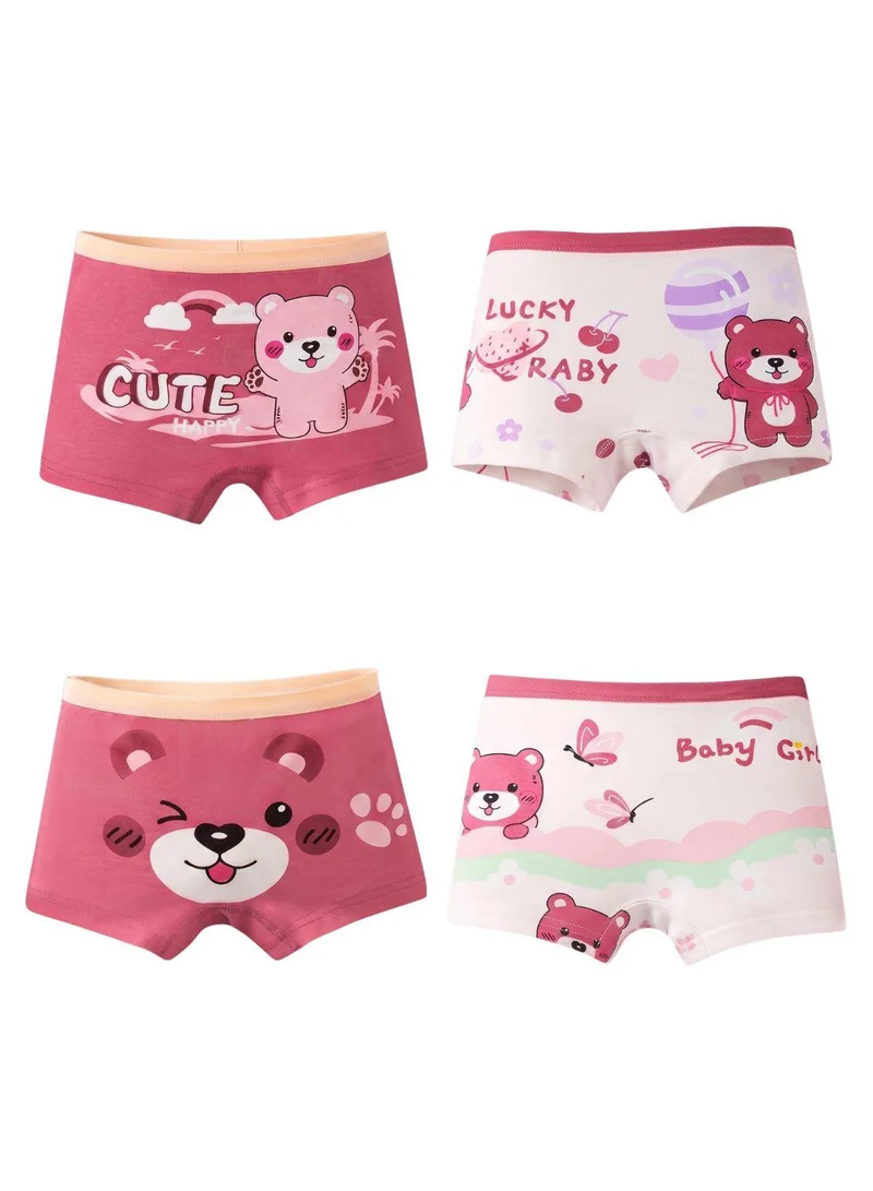 Babyqlo Girls Cute Bear Printed Brief Pack of 4
