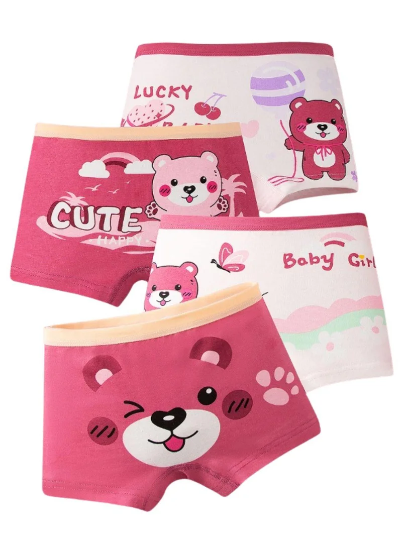 Babyqlo Girls Cute Bear Printed Brief Pack of 4