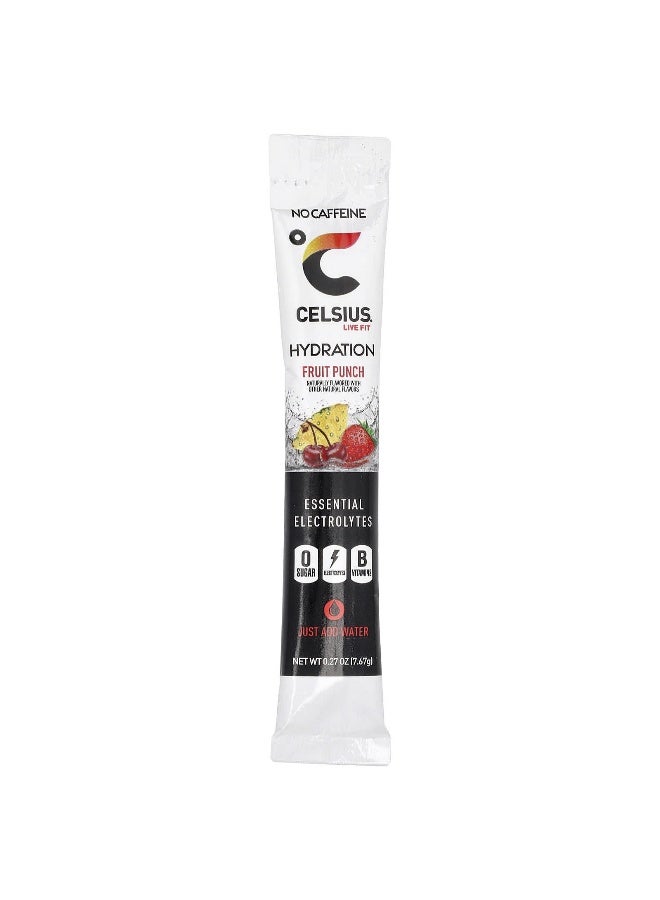 Celsius, Live Fit, Hydration, Essential Electrolytes, No Caffeine, Fruit Punch, 14 Hydration Powder Sticks, 0.27 oz (7.76 g) Each (Packaging may vary) - Image 3