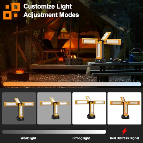 iodoo 13200mAh Rechargeable Solar Work Light,IPX4 Waterproof with Folding Stand Support and Portable Carrying Bag, 8000 Lumen Stepless Dimmable, 4 Lighting Modes, White/Warm/Warm White (Standard) - Image 4