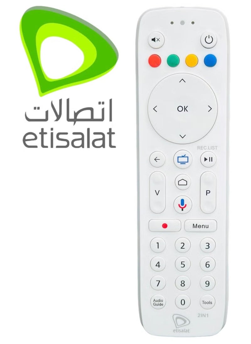 etisalat Remote Control Receiver with Voice Command, Includes 2x Free Batteries, Universal Compatibility, Easy-to-Use, Ideal for Multiple Devices - Image 1