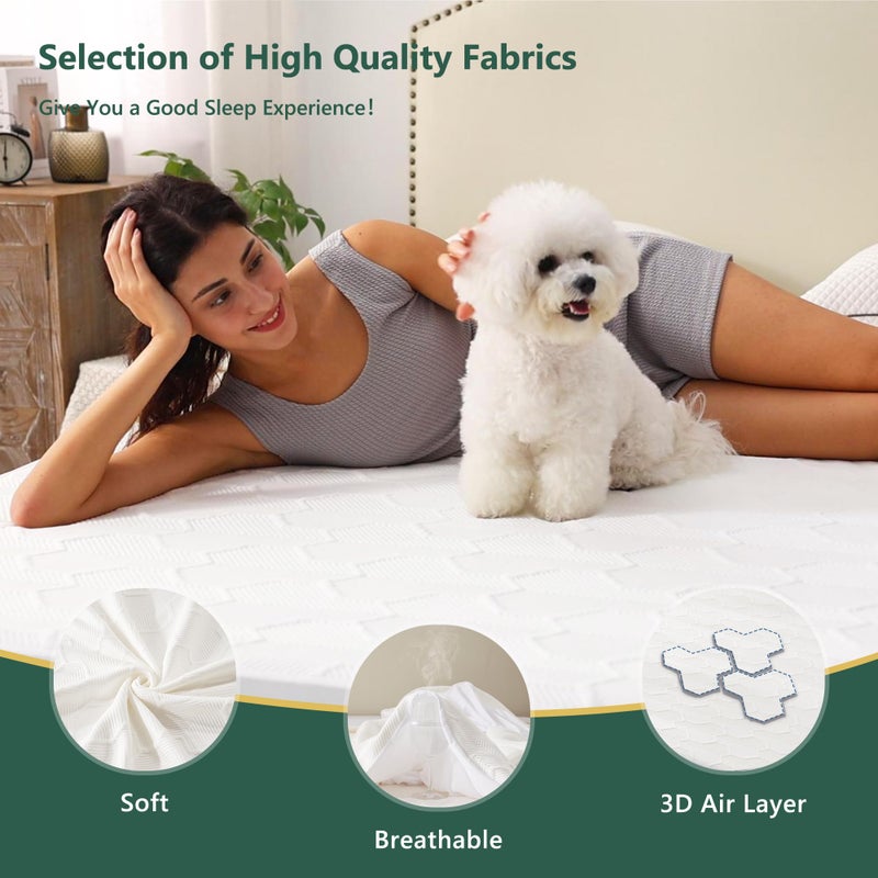 FELTYBED King Size Waterproof Mattress Protector, 40% Rayon Derived from Bamboo Cooling Mattress Pad Cover, 3D Air Fabric Breathable Mattress Pad Fitted with Deep Pocket 6"- 15" Machine Washable - Image 3