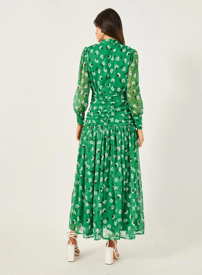 Styli Floral Mockneck Dress