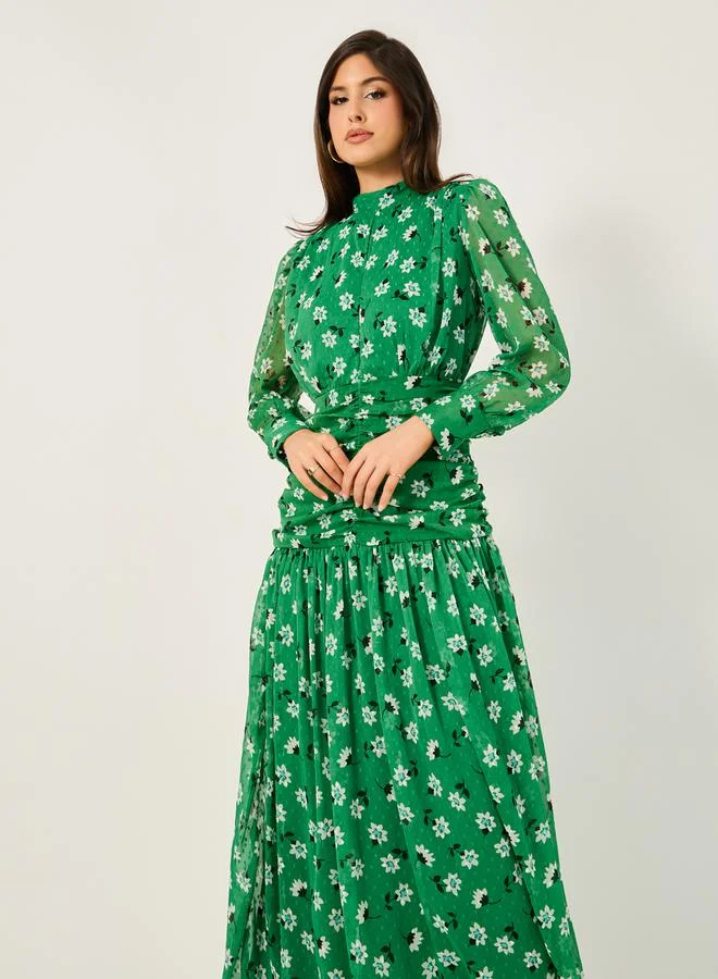 Styli Floral Mockneck Dress