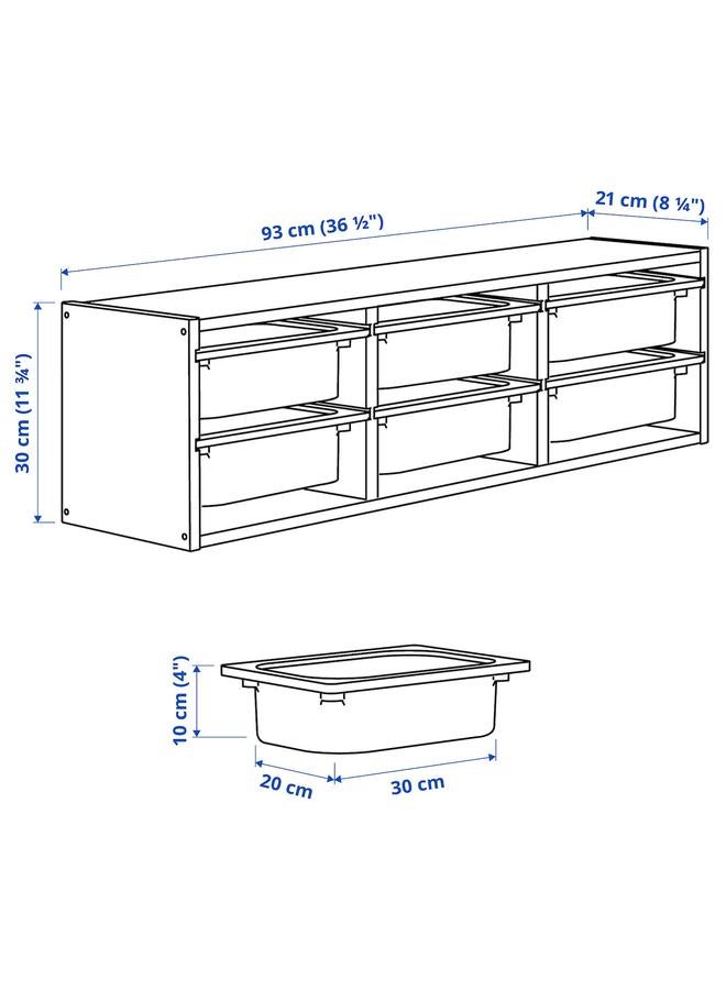 erorex Wall storage, light white stained pine/grey-blue, 93x21x30 cm - Image 4