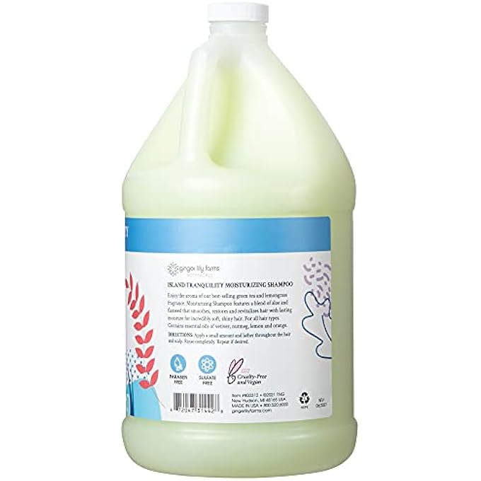 ginger lily farms BOTANICALS MOISTURIZING SHAMPOO FOR ALL HAIR TYPES, ISLAND TRANQUILITY, 100% VEGAN & CRUELTY-FREE, GREEN TEA LEMONGRASS SCENT, 1 GALLON (128 FL OZ) REFILL - Image 2
