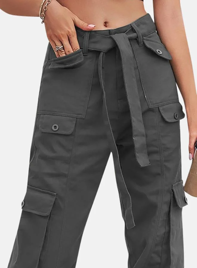 YUNIQEE Grey Denim Cargo Pants