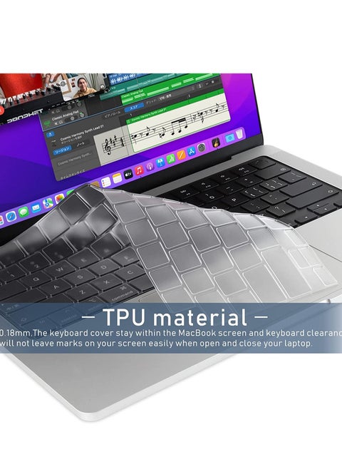 US Layout TPU Keyboard Cover Skin for MacBook Air 13 inch M2 A2681/M3 A3114/M4 A3240 & MacBook Pro 14" A3112/A3185/A3401/A2442 /A2779/A2992/A2918 and 16" A3403/A3186/A2780/A2485/A2991 with Touch ID Protector Skin Accessories