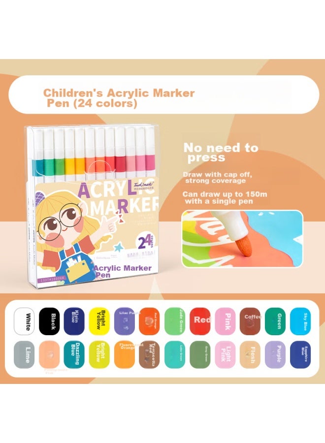 Touch Mark Acrylic Markers, 24 Colors, Graffiti Acrylic Pens, Quick-drying, Waterproof, Non-translucent, Hand-drawn Pens, Diy Paint Brushes, Marker Pens, Back-to Gifts For Students And Children - Image 2