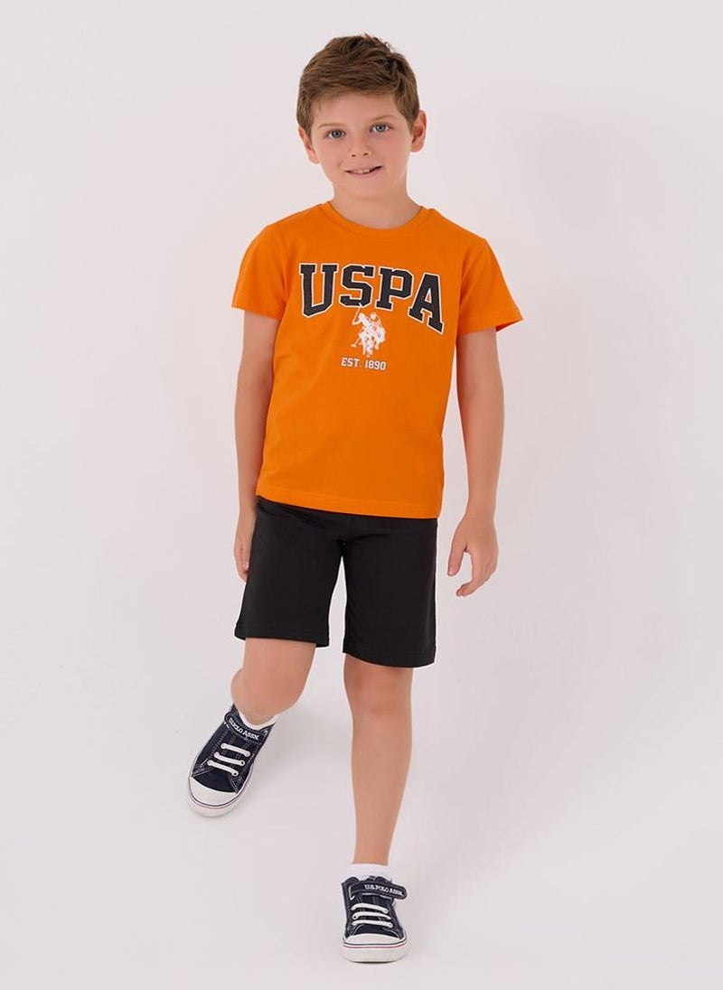U.S. Polo Assn. U.S. Polo Assn. Boys Orange Bermuda Set - Image 3