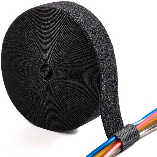 ECOHomes 1 Inch x 30 FT Double Sided Hook and Loop Roll Tape - Two Sided, Self Stick, Reusable Cable Ties Wrap for Cable Management, Heavy Duty Extender Straps Long Wire Strips Band Black - Image 1